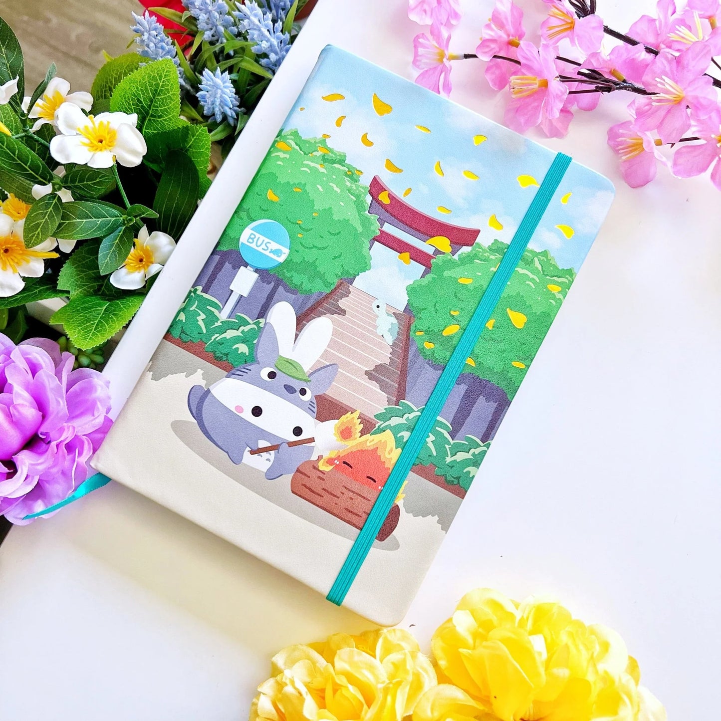 A5 PU Notebook - My Lil' Neighbors - Gold Foil (Dot Grid)